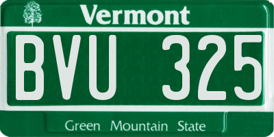 VT license plate BVU325