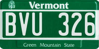 VT license plate BVU326