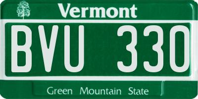 VT license plate BVU330