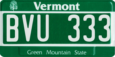 VT license plate BVU333