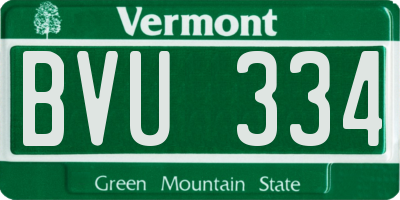 VT license plate BVU334