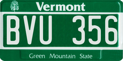 VT license plate BVU356