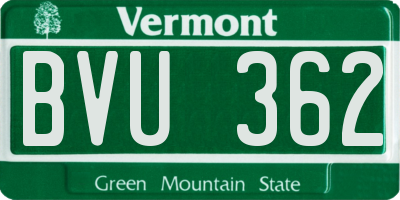 VT license plate BVU362