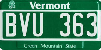 VT license plate BVU363