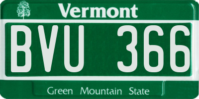 VT license plate BVU366