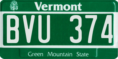 VT license plate BVU374