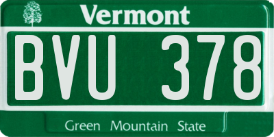 VT license plate BVU378