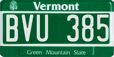 VT license plate BVU385