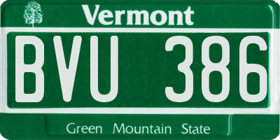 VT license plate BVU386