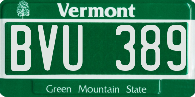 VT license plate BVU389