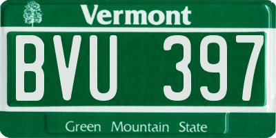 VT license plate BVU397
