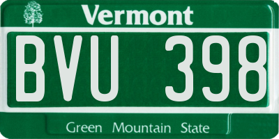 VT license plate BVU398