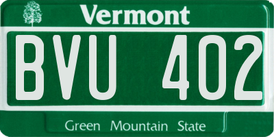 VT license plate BVU402