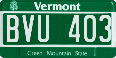 VT license plate BVU403