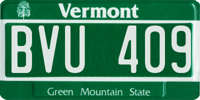VT license plate BVU409