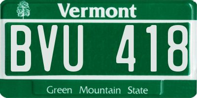 VT license plate BVU418