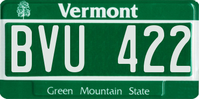 VT license plate BVU422
