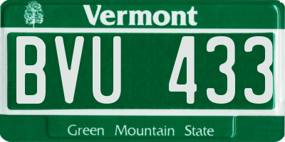 VT license plate BVU433
