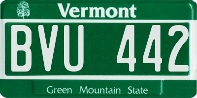 VT license plate BVU442
