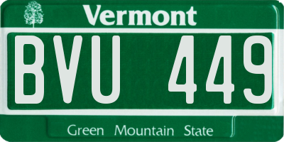 VT license plate BVU449