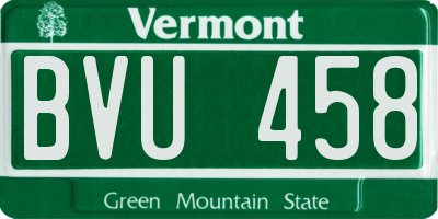 VT license plate BVU458