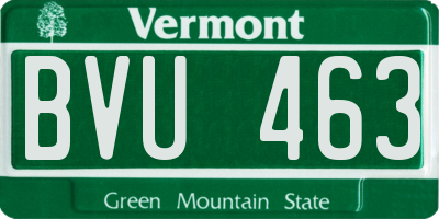 VT license plate BVU463