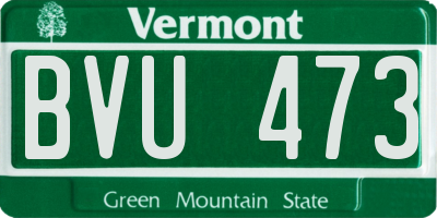 VT license plate BVU473