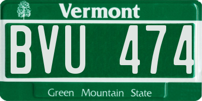 VT license plate BVU474