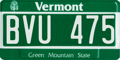 VT license plate BVU475