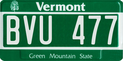 VT license plate BVU477