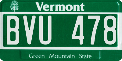 VT license plate BVU478