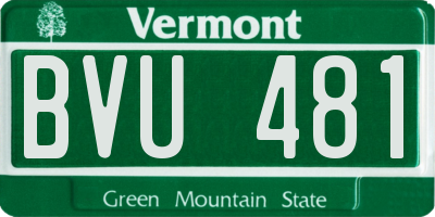 VT license plate BVU481