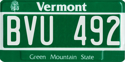 VT license plate BVU492