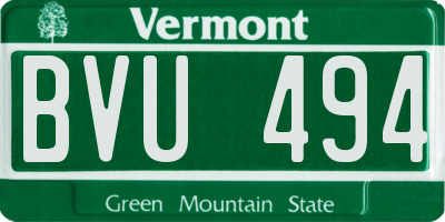 VT license plate BVU494