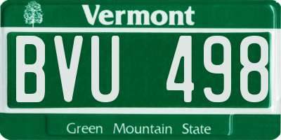 VT license plate BVU498