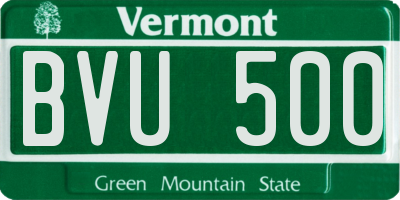 VT license plate BVU500