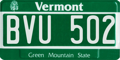 VT license plate BVU502