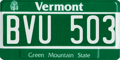 VT license plate BVU503