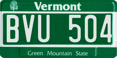 VT license plate BVU504