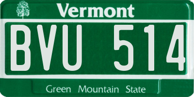 VT license plate BVU514