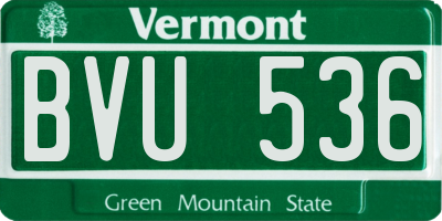 VT license plate BVU536
