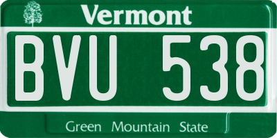 VT license plate BVU538