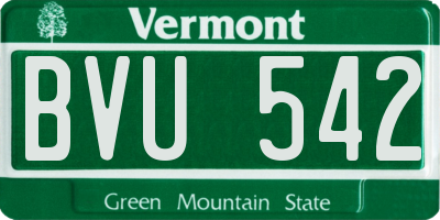 VT license plate BVU542