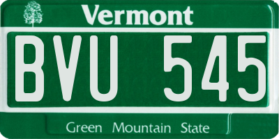 VT license plate BVU545