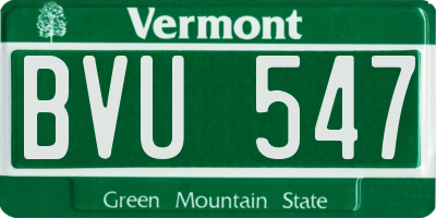 VT license plate BVU547