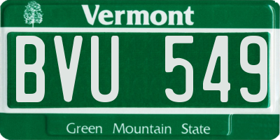 VT license plate BVU549