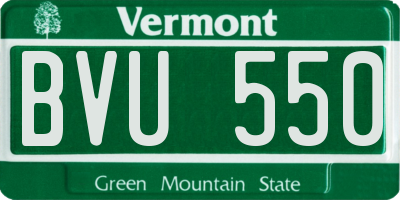 VT license plate BVU550