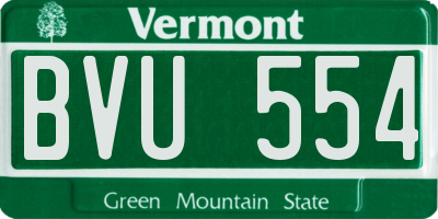 VT license plate BVU554