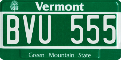 VT license plate BVU555