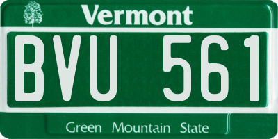 VT license plate BVU561